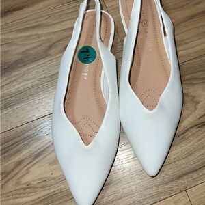 Chinese Laundry White Pointed Toe Slingback Flats